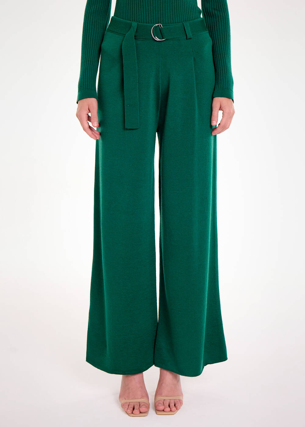 MERINO WOOL MALACHITE KNIT PANTS - 1