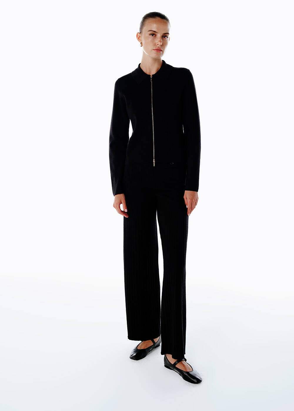 MERINO WOOL RICH BLEND BLACK KNIT JACKET - 2