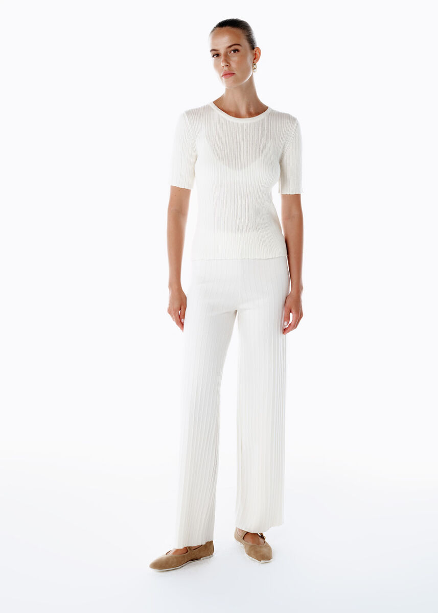 MERINO WOOL RICH BLEND ECRU KNIT TOP - KNITSS