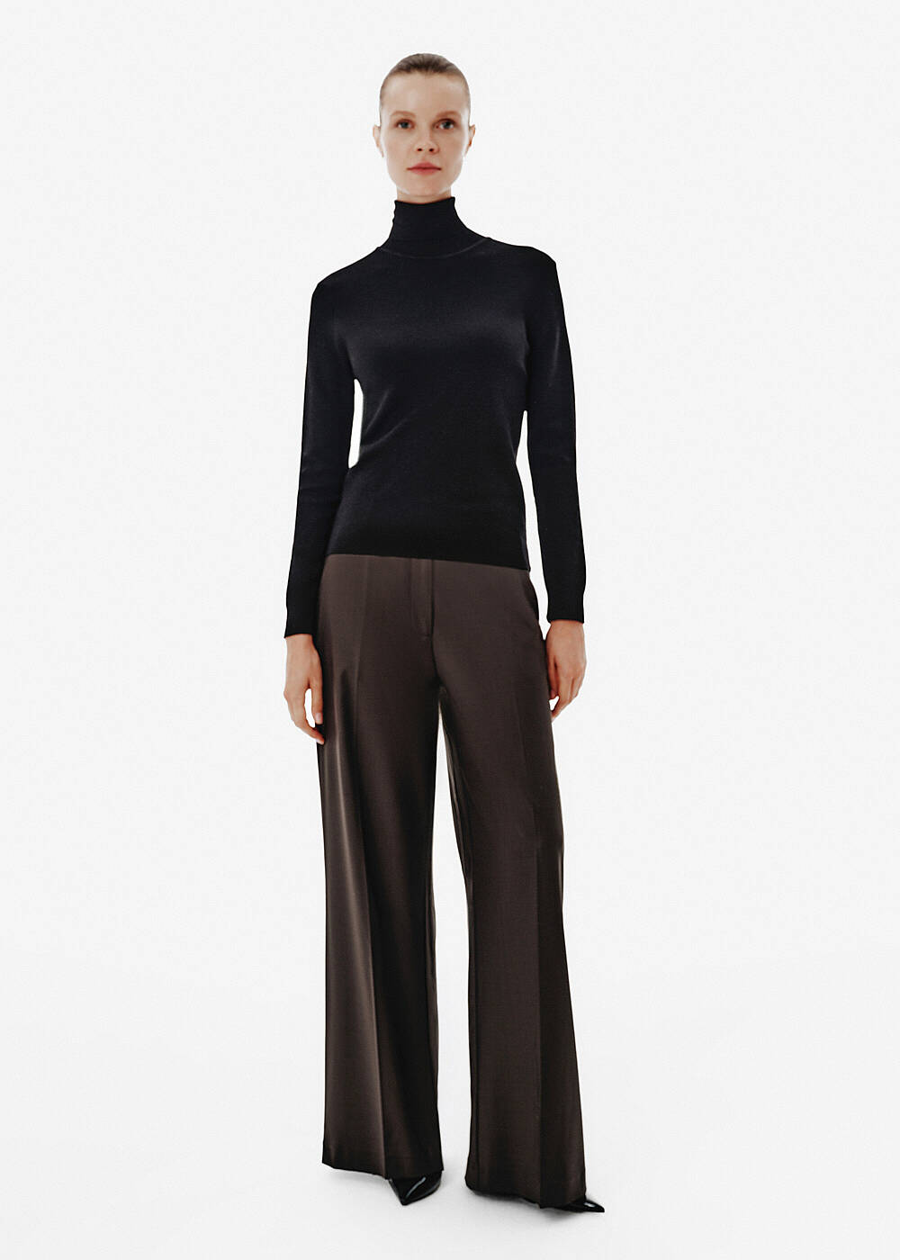 MERINO WOOL RICH BLEND KNIT TOP BLACK - 2