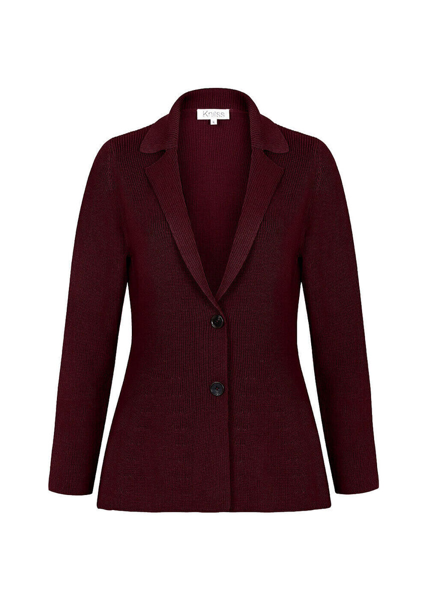 Merino Yün Bordo Triko Ceket · 6