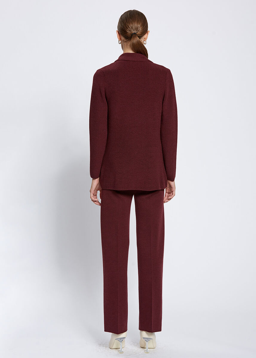 Merino Yün Bordo Triko Ceket · 5