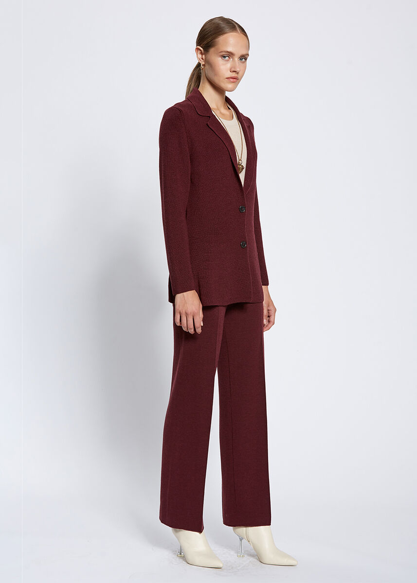 Merino Yün Bordo Triko Ceket · 4