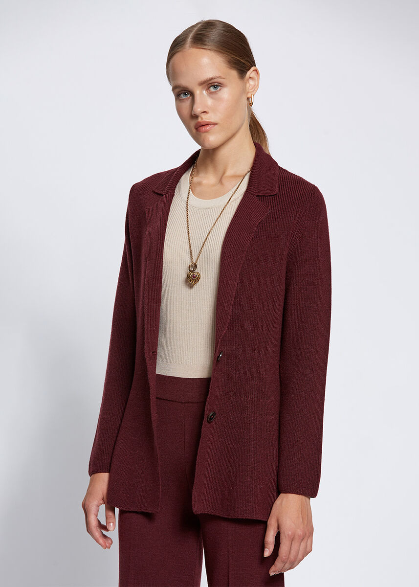 Merino Yün Bordo Triko Ceket · 3