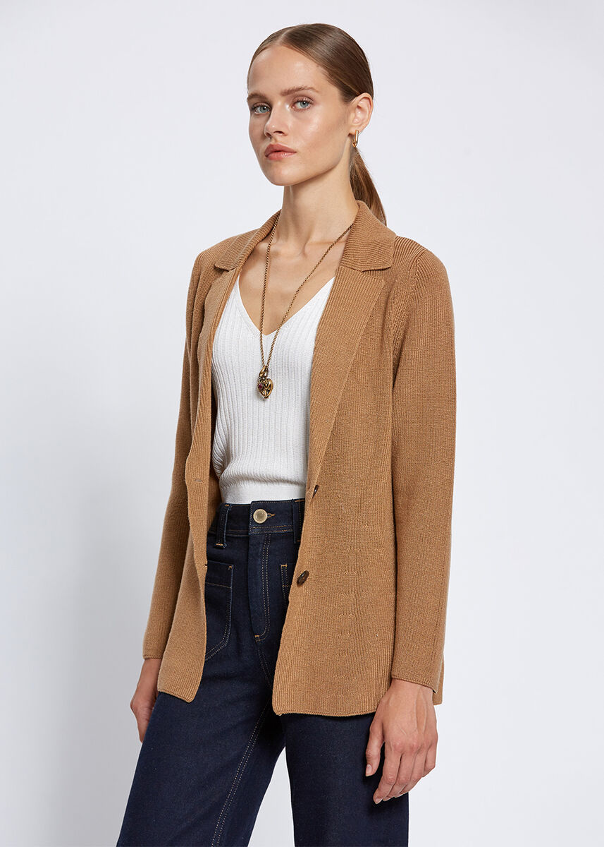 Merino Yün Camel Triko Ceket · 3