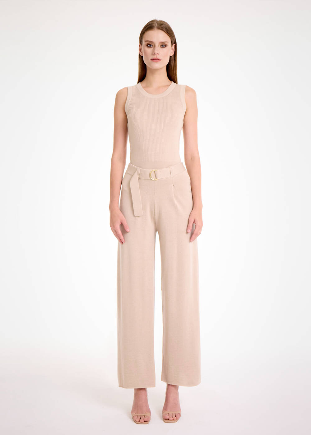 Merino Yün Naturel Triko Pantolon - 2