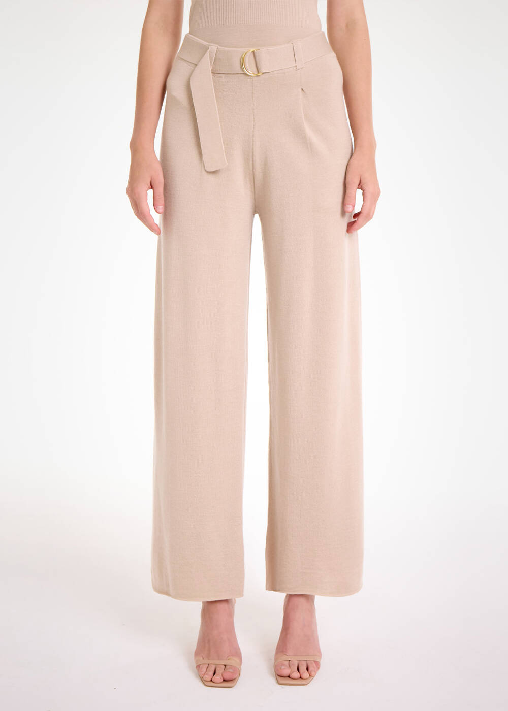 Merino Yün Naturel Triko Pantolon - 1