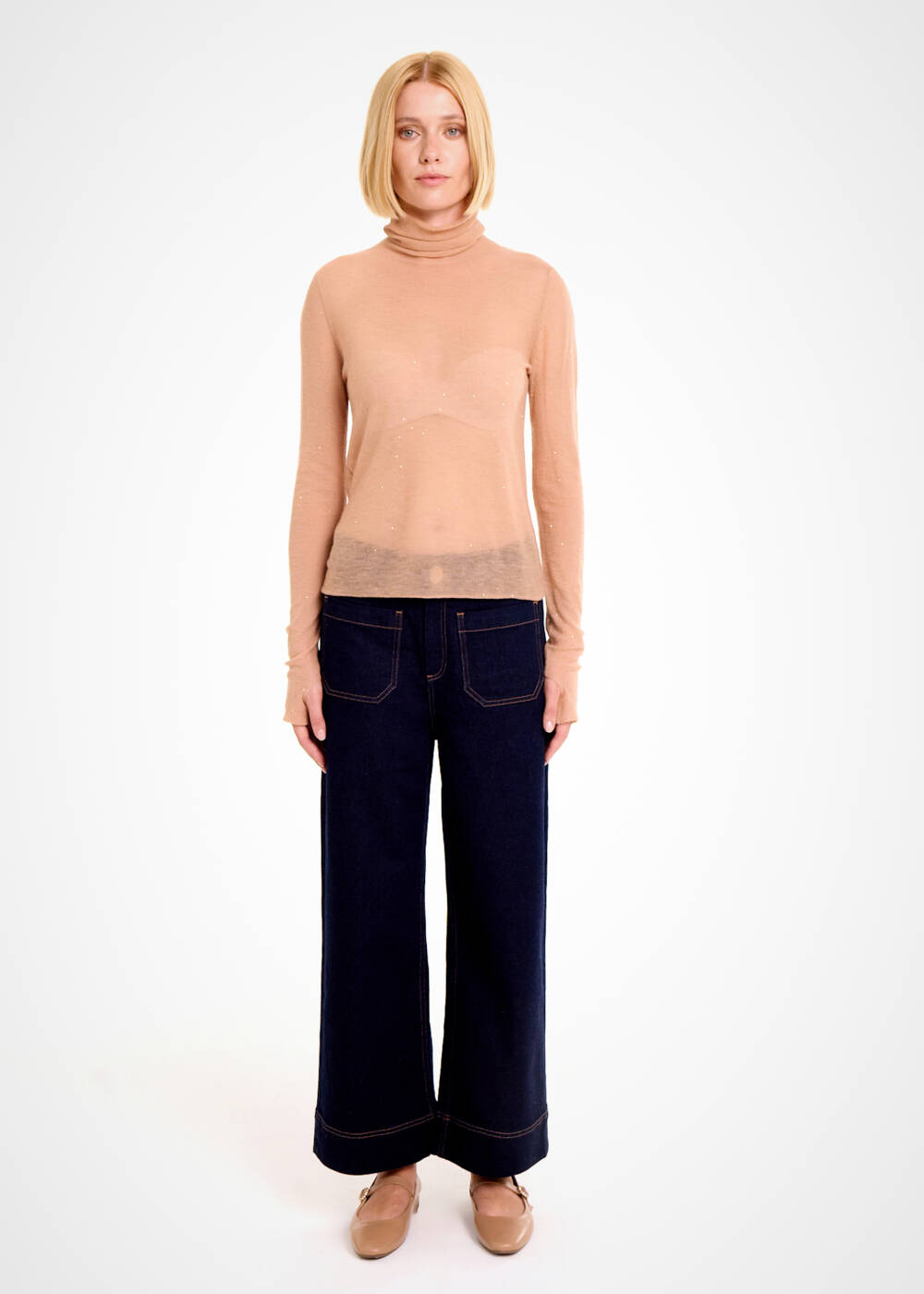MICRO SEQUIN EXTRAFINE WOOL NUDE SWEATER - 2