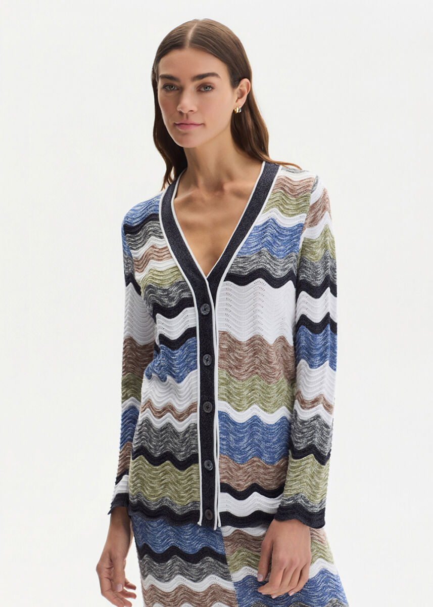 MOULINE ORGANIC COTTON MULTICOLOUR KNIT CARDIGAN - KNITSS