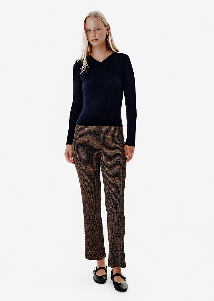 Muline Desen Geniş Paça Triko Pantolon - KNITSS