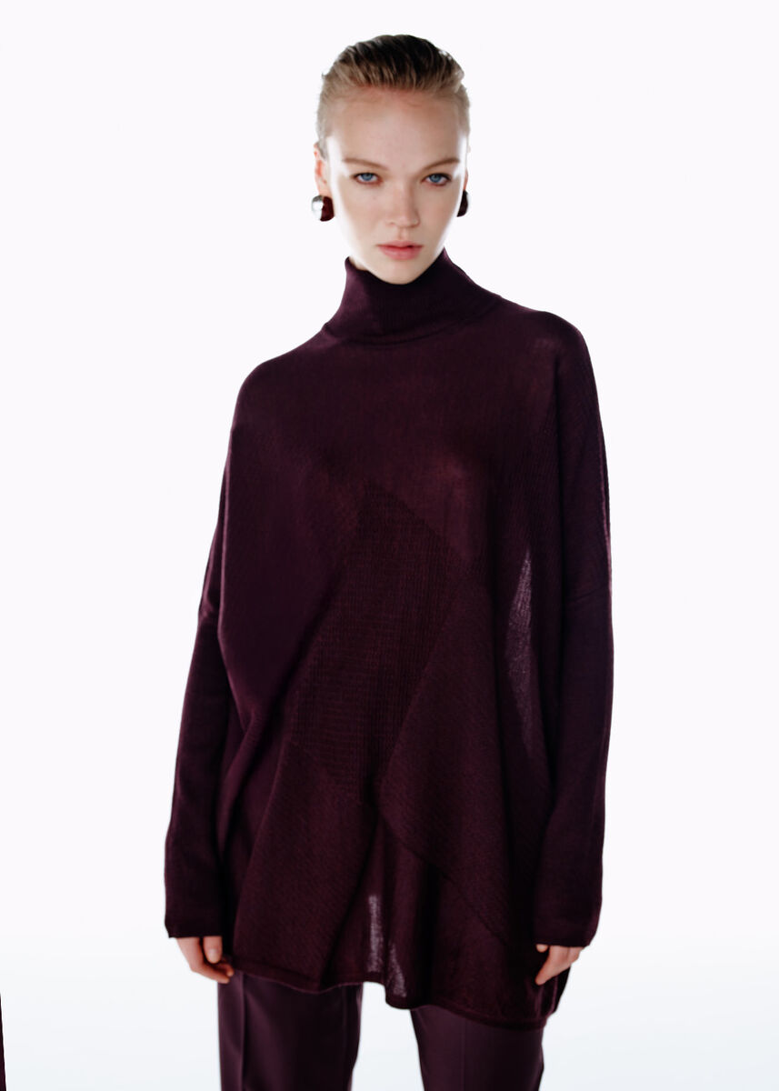 Mürdüm Merino Yün Karışımlı Triko Tunik - KNITSS