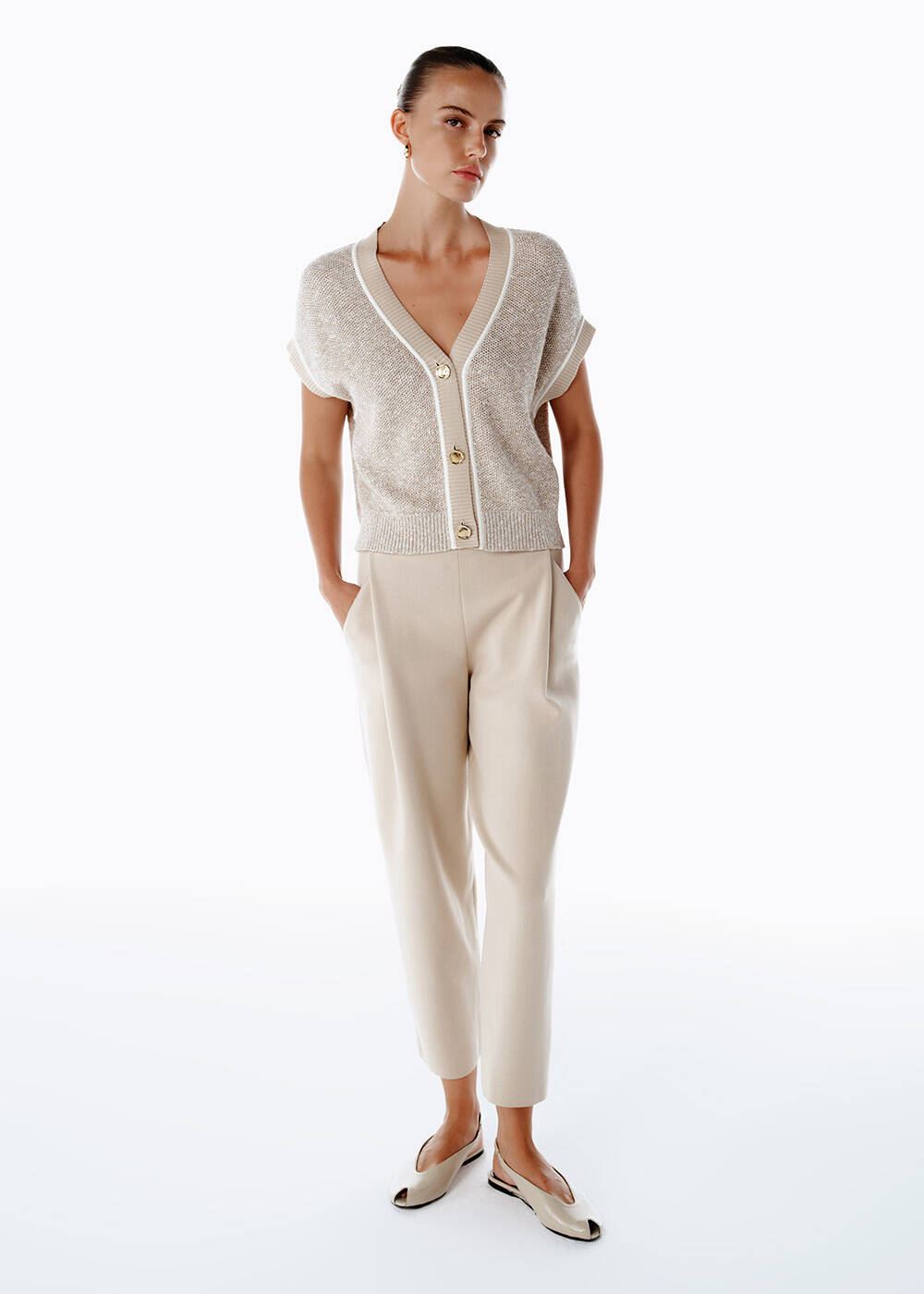 NATURAL MOULINE KNIT VEST - 2
