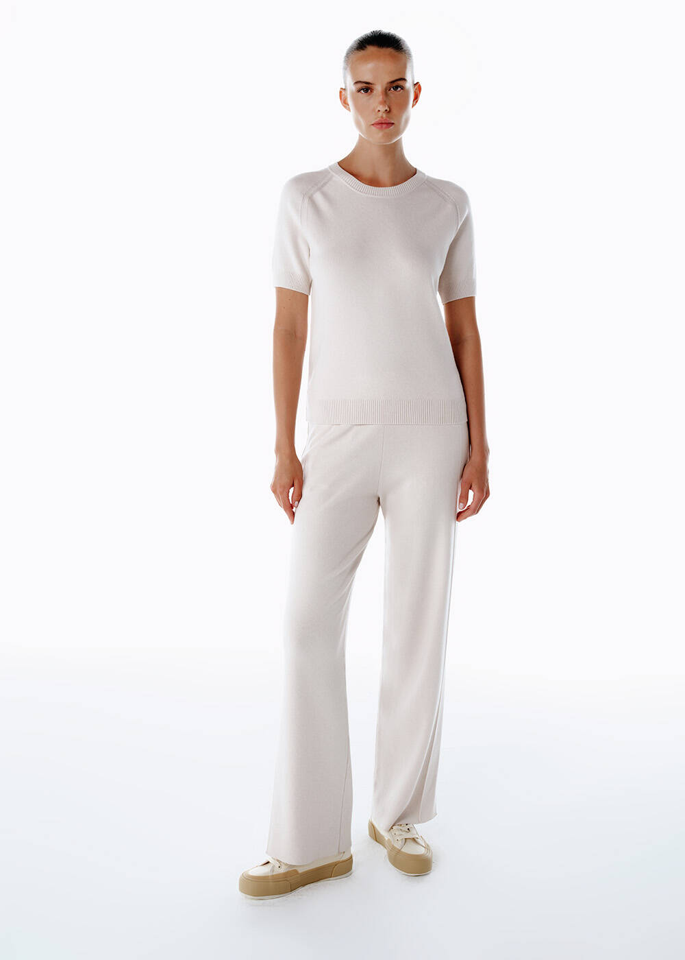 Naturel Merino Yün Karışımlı Triko Pantolon - 2