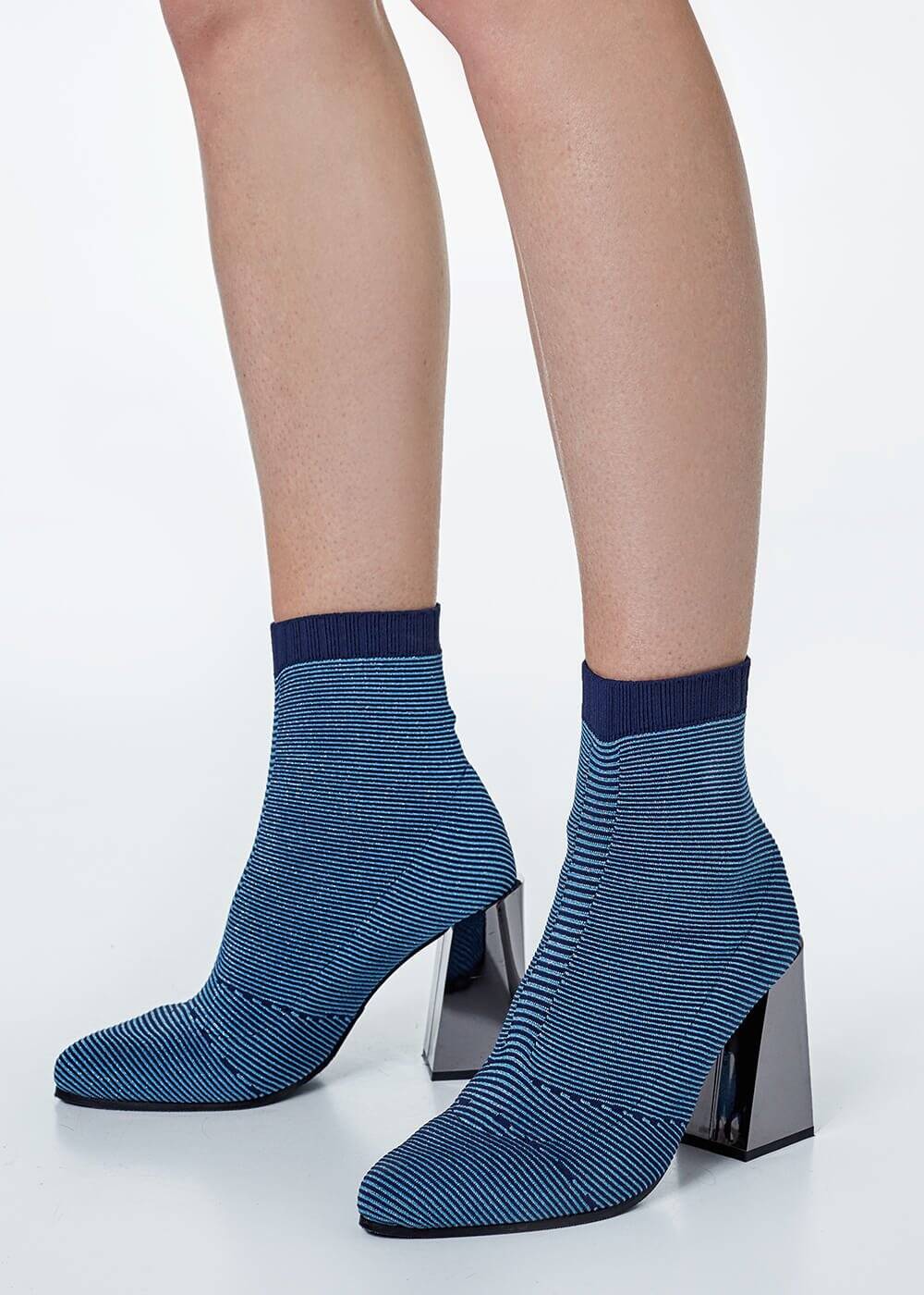 Navy Lurex Knit Sock Booties KNITSS