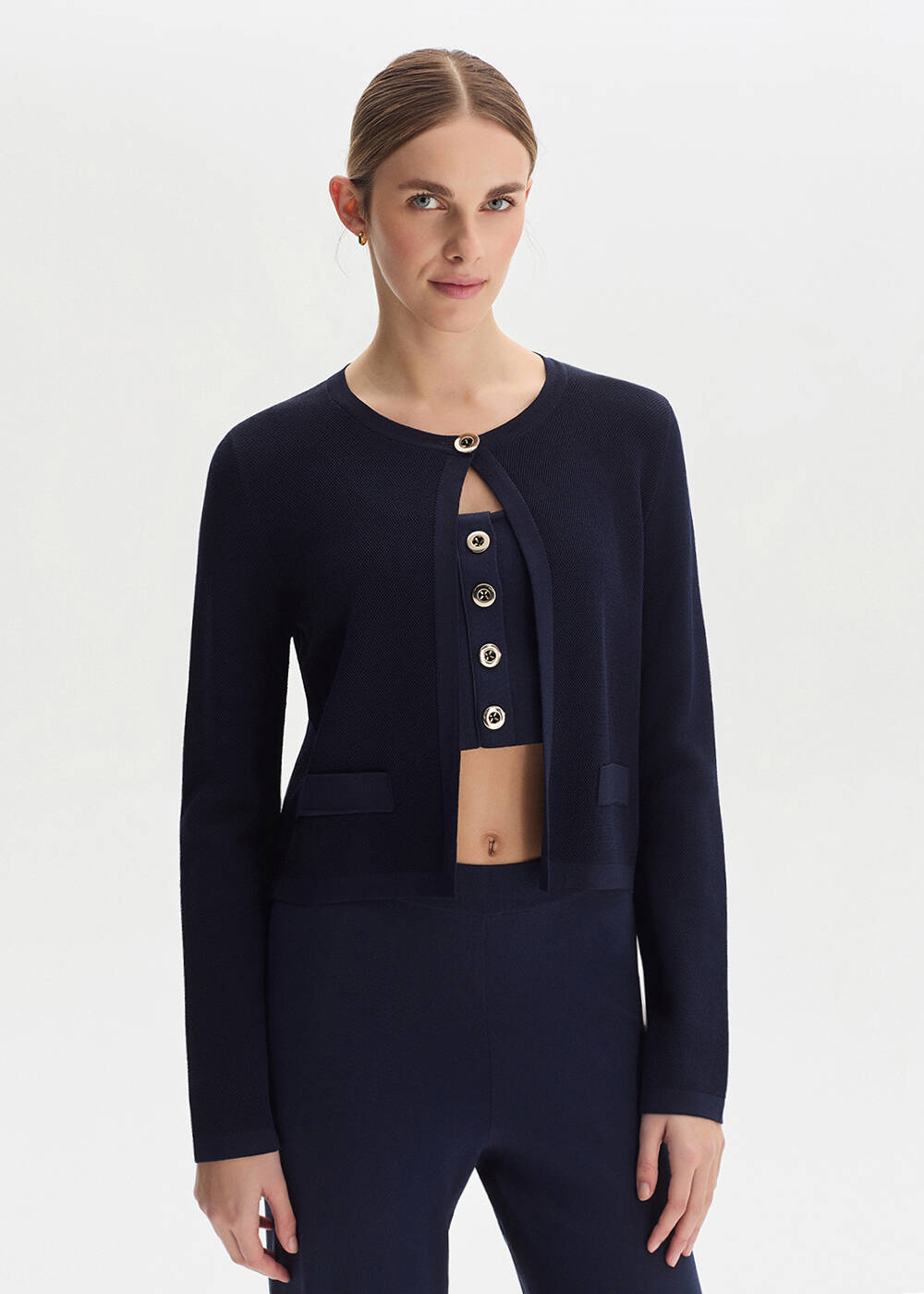 Navy Regular Fıt Knıt Jacket - 1