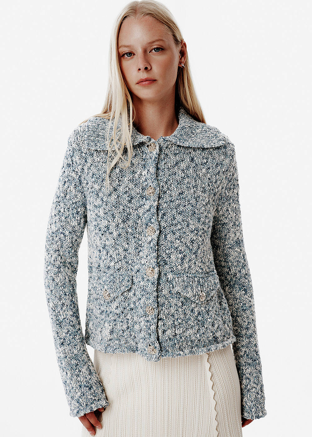 Neps Knit Shine Button Blue Jacket - 1
