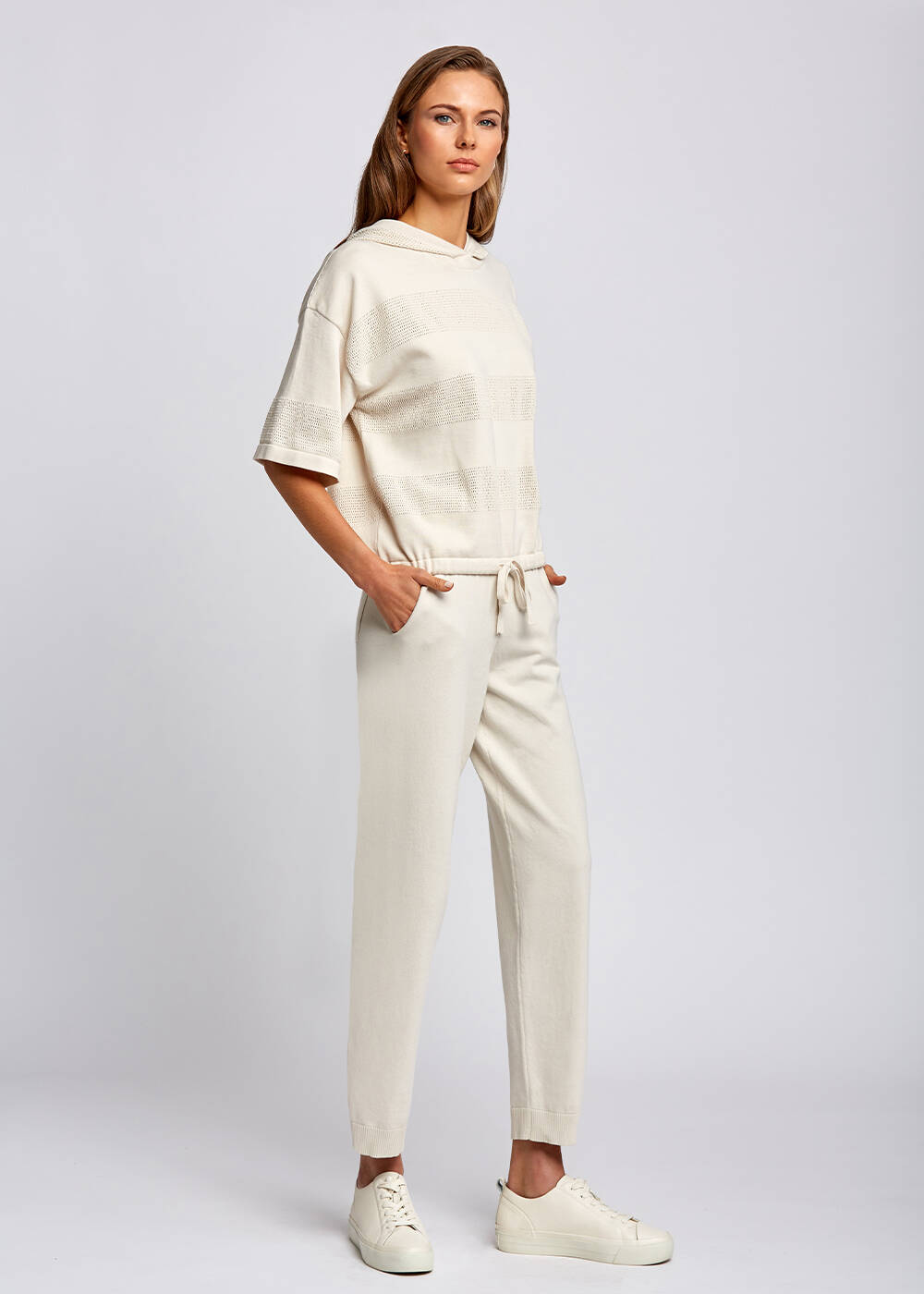 Organic Cotton Beige Knit Pants - 2