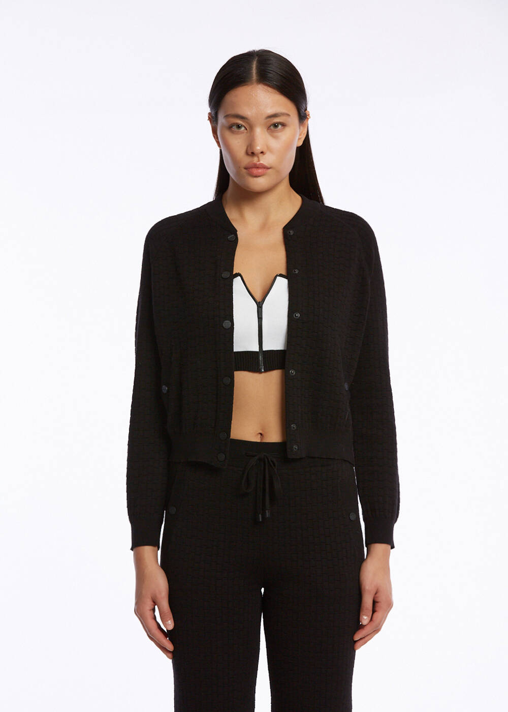 ORGANIC COTTON BLACK KNIT JACKET - 1