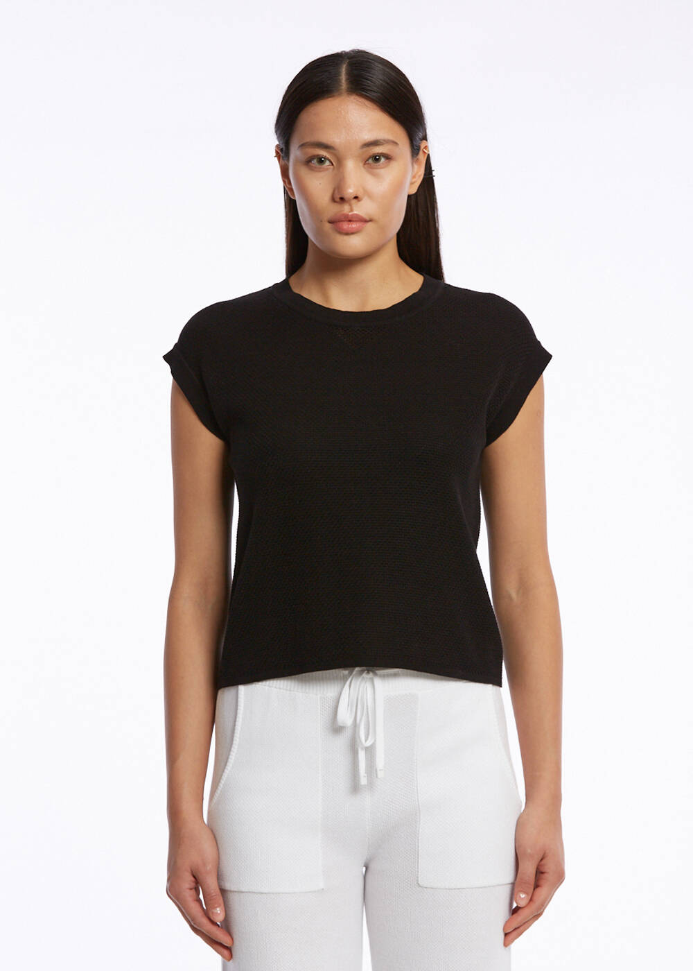 ORGANIC COTTON BLACK KNIT TOP - 1