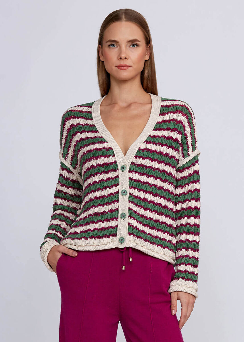 Organic Cotton Blend Jade Ecru Knit Top - KNITSS