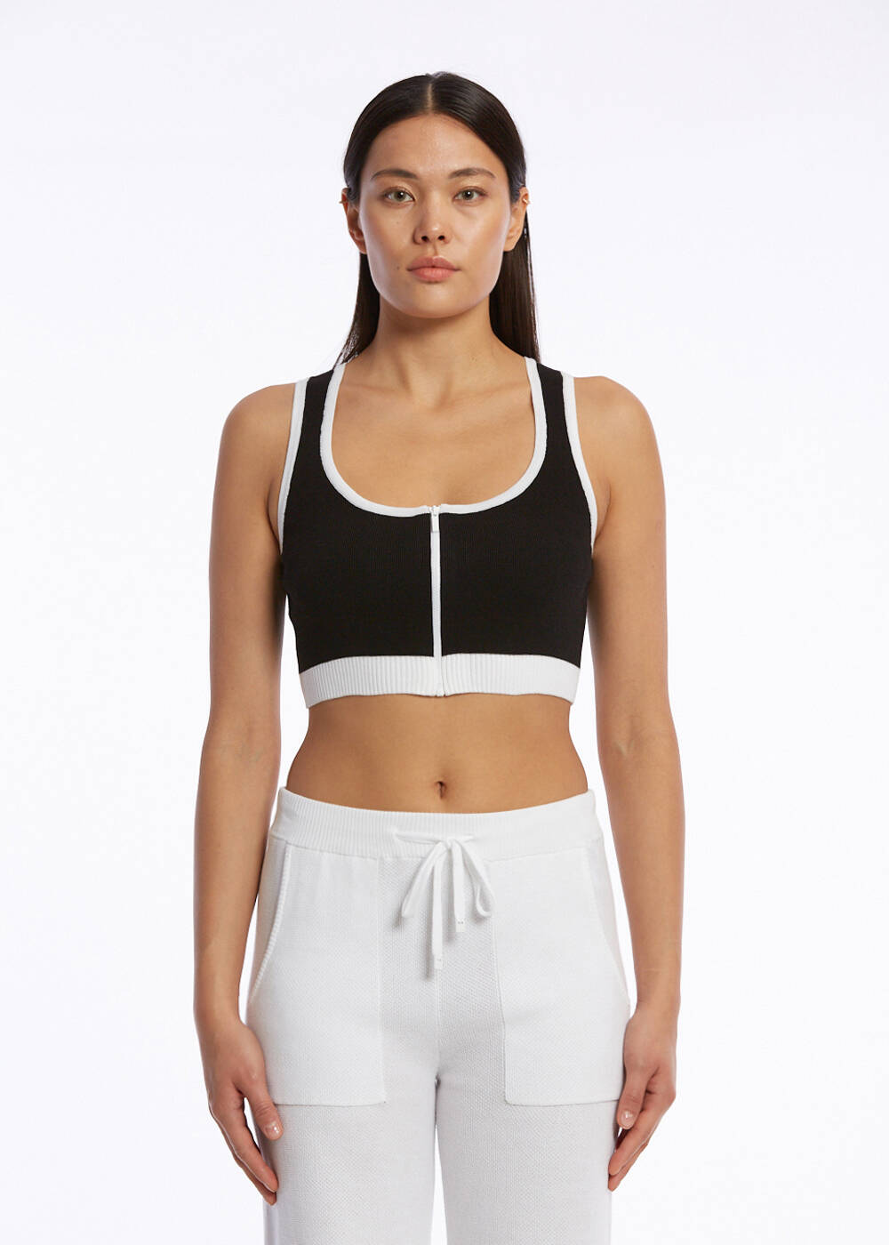 ORGANIC COTTON CROP BLACK KNIT TOP - 1