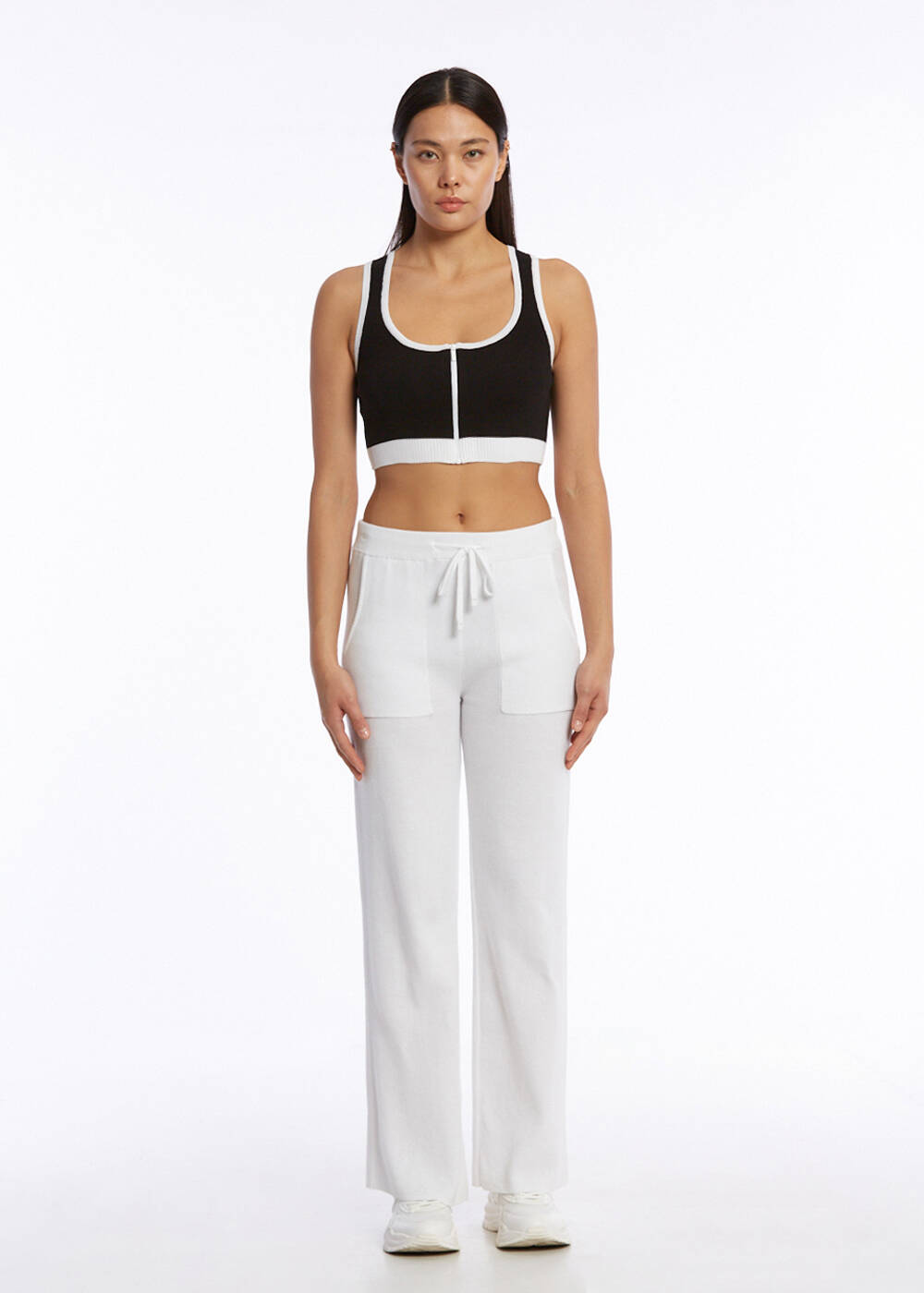 ORGANIC COTTON CROP BLACK KNIT TOP - 2