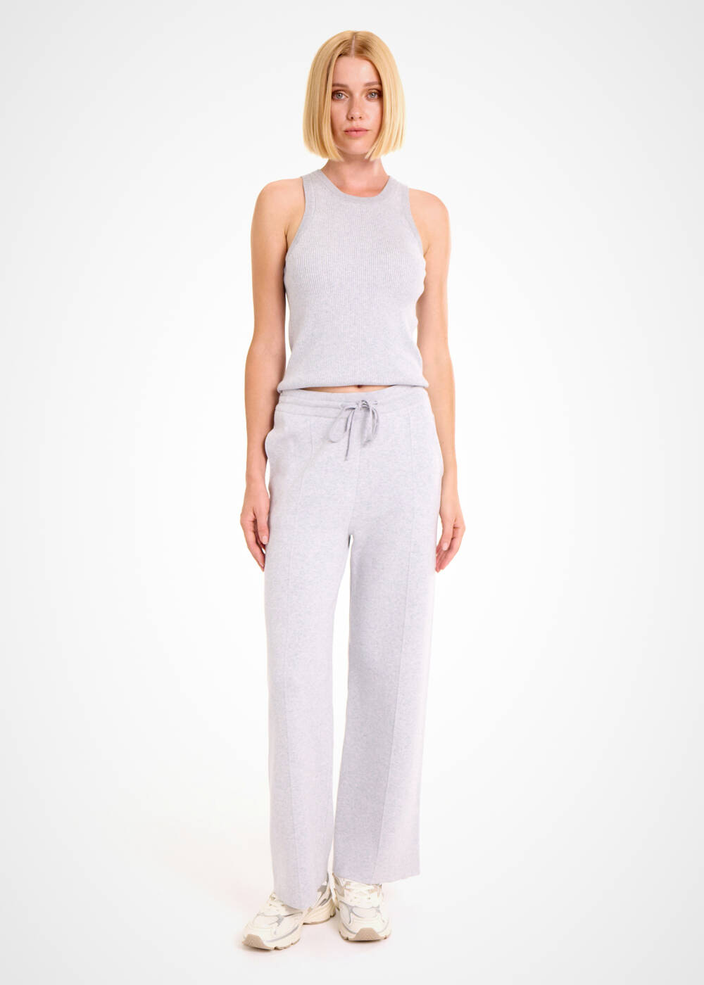 ORGANIC COTTON LIGHT GREY LOUNGEWEAR KNIT PANTS - 2