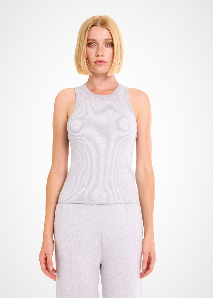 ORGANIC COTTON LIGHT GREY LOUNGEWEAR KNIT TOP - KNITSS