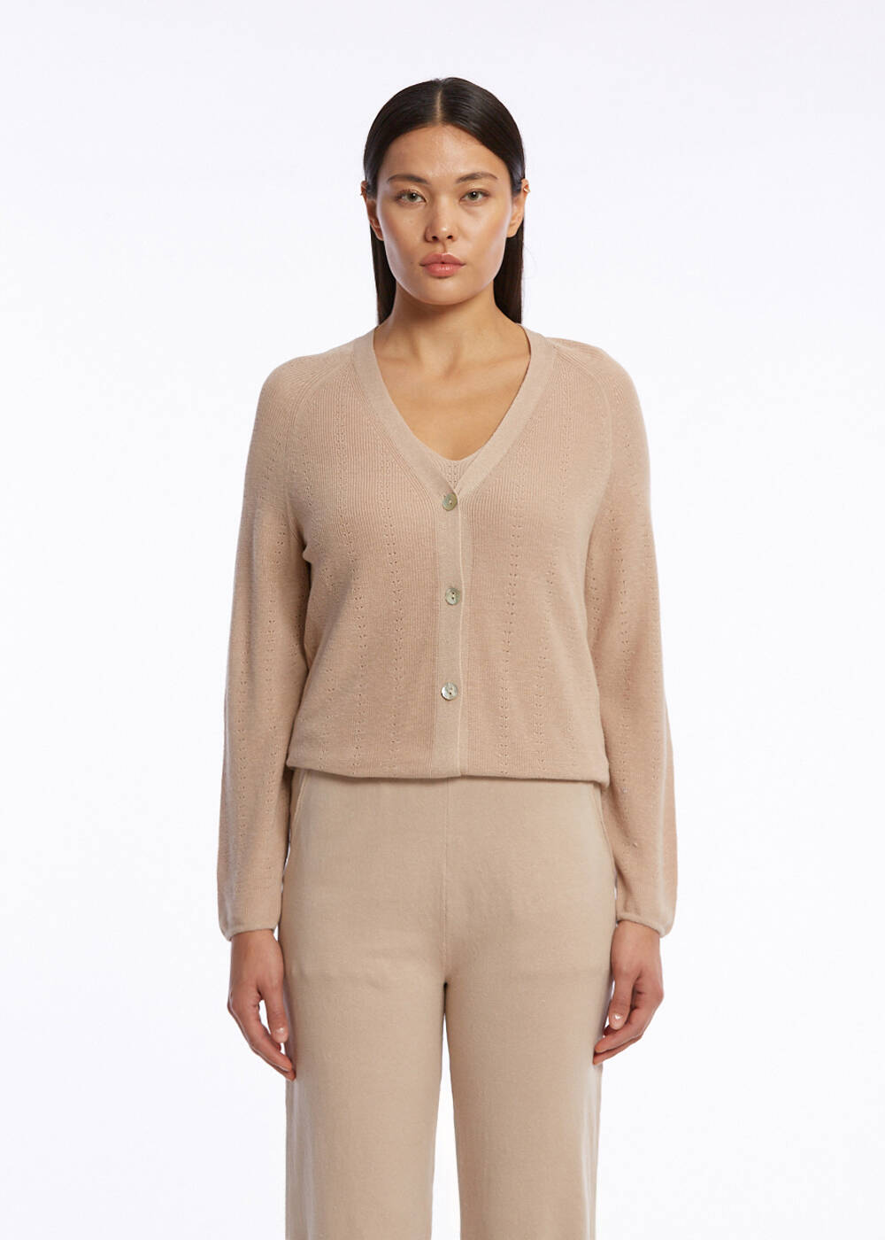ORGANIC COTTON LINEN BLEND DESERT KNIT CARDIGAN - 1