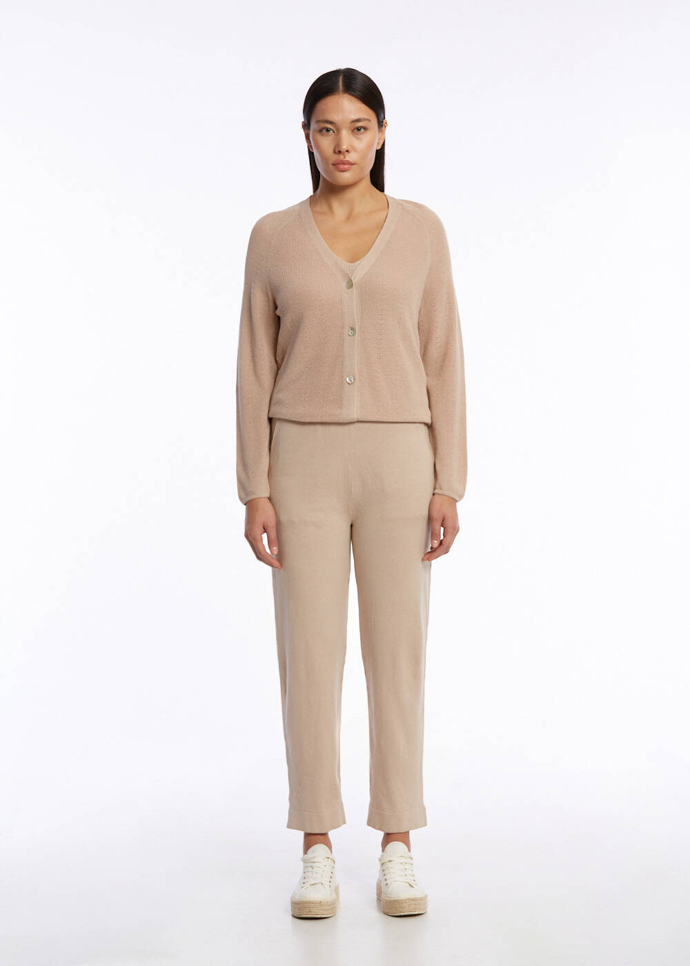 ORGANIC COTTON LINEN BLEND DESERT KNIT CARDIGAN - 2