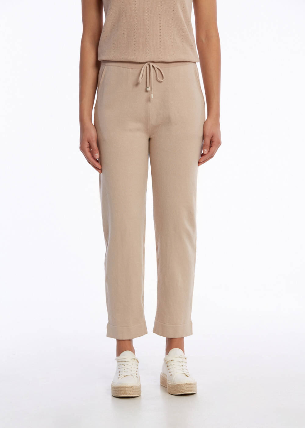 ORGANIC COTTON LINEN BLEND KNIT PANTS DESERT - 1