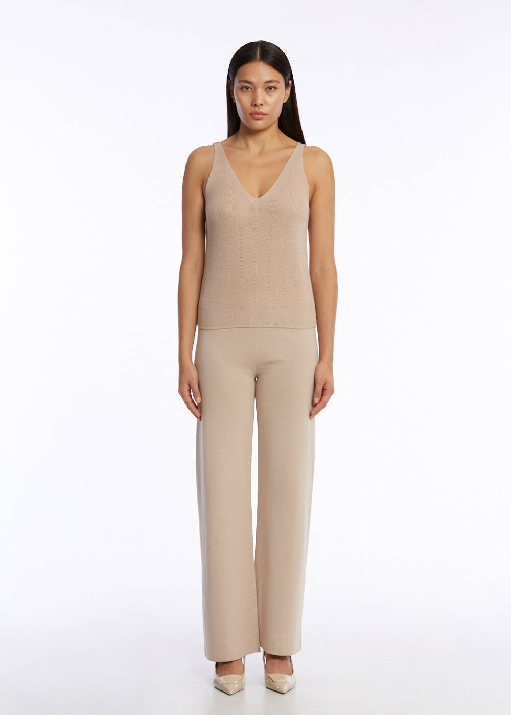 ORGANIC COTTON LINEN BLEND KNIT TOP DESERT - 2