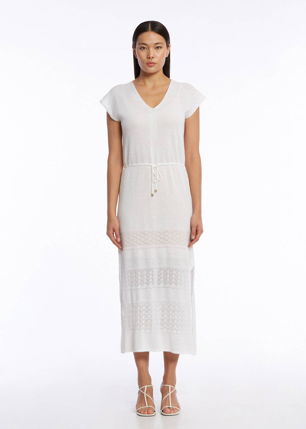 Organic Cotton Linen Knit Dress White | KNITSS