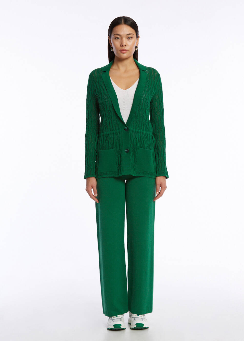 ORGANIC COTTON LINEN OASIS GREEN KNIT JACKET - 2