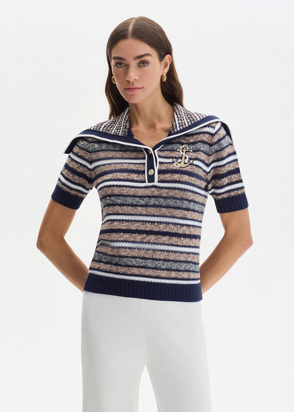 ORGANIC COTTON MARIN EMBROIDERIED KNIT TOP - 1