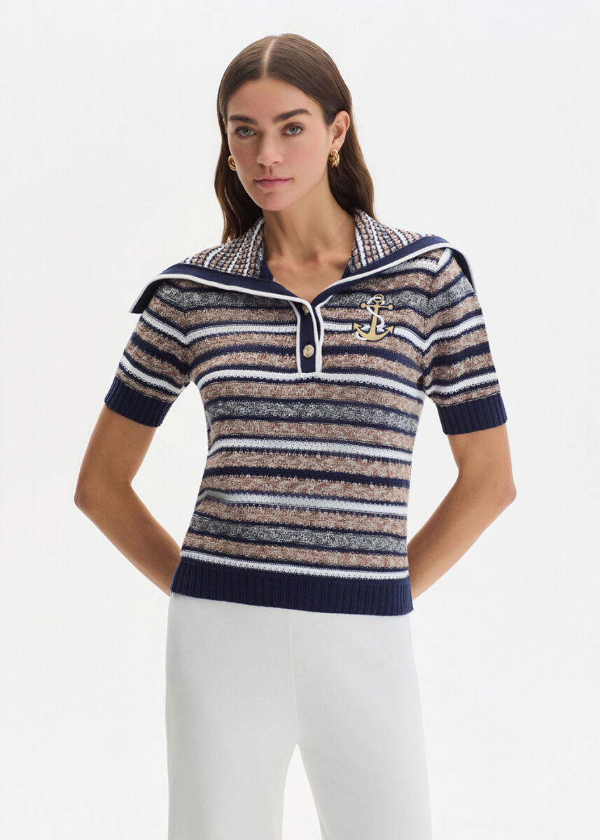 ORGANIC COTTON MARIN EMBROIDERIED KNIT TOP - KNITSS