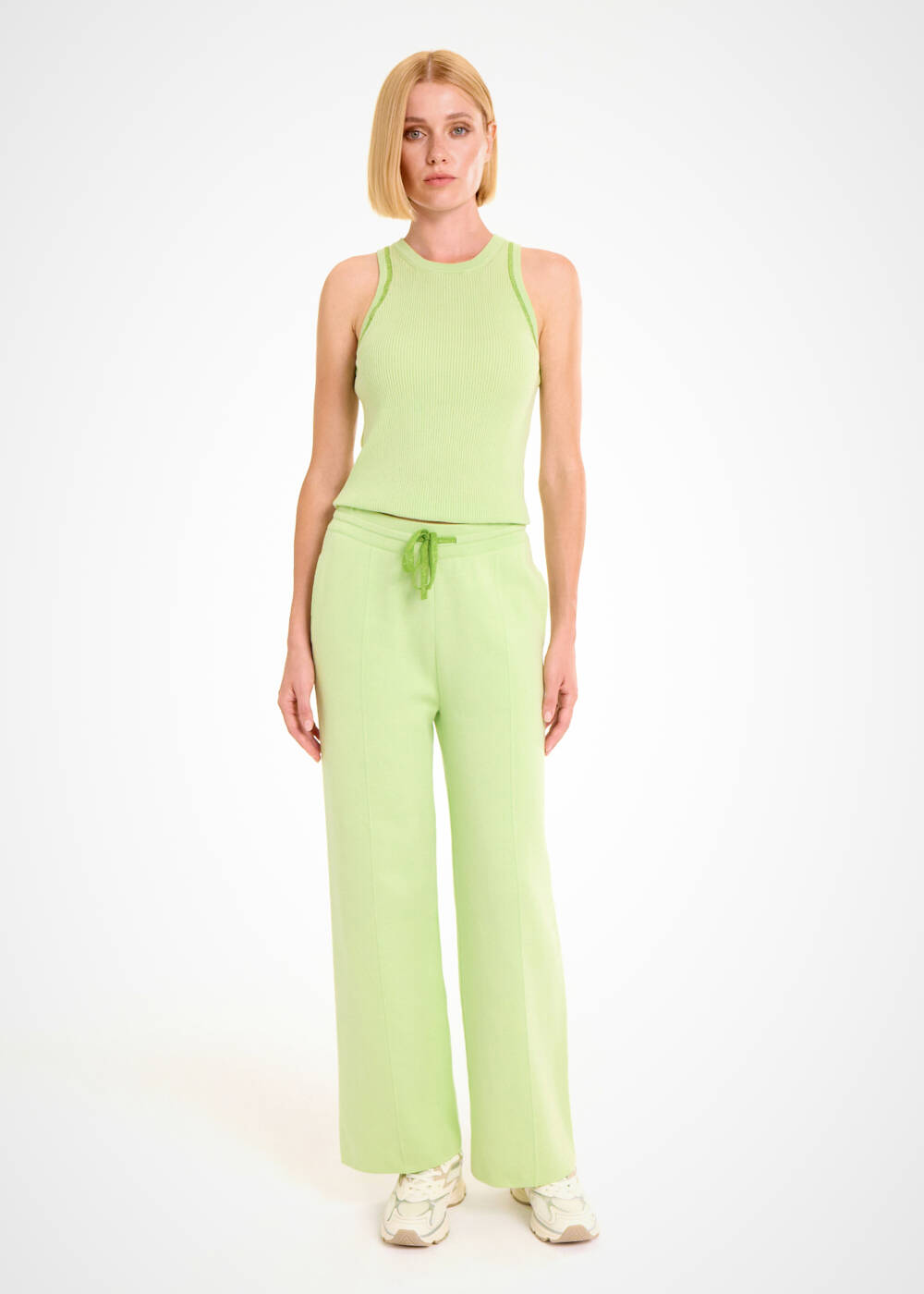 ORGANIC COTTON MATCHA LOUNGEWEAR KNIT PANTS - 2