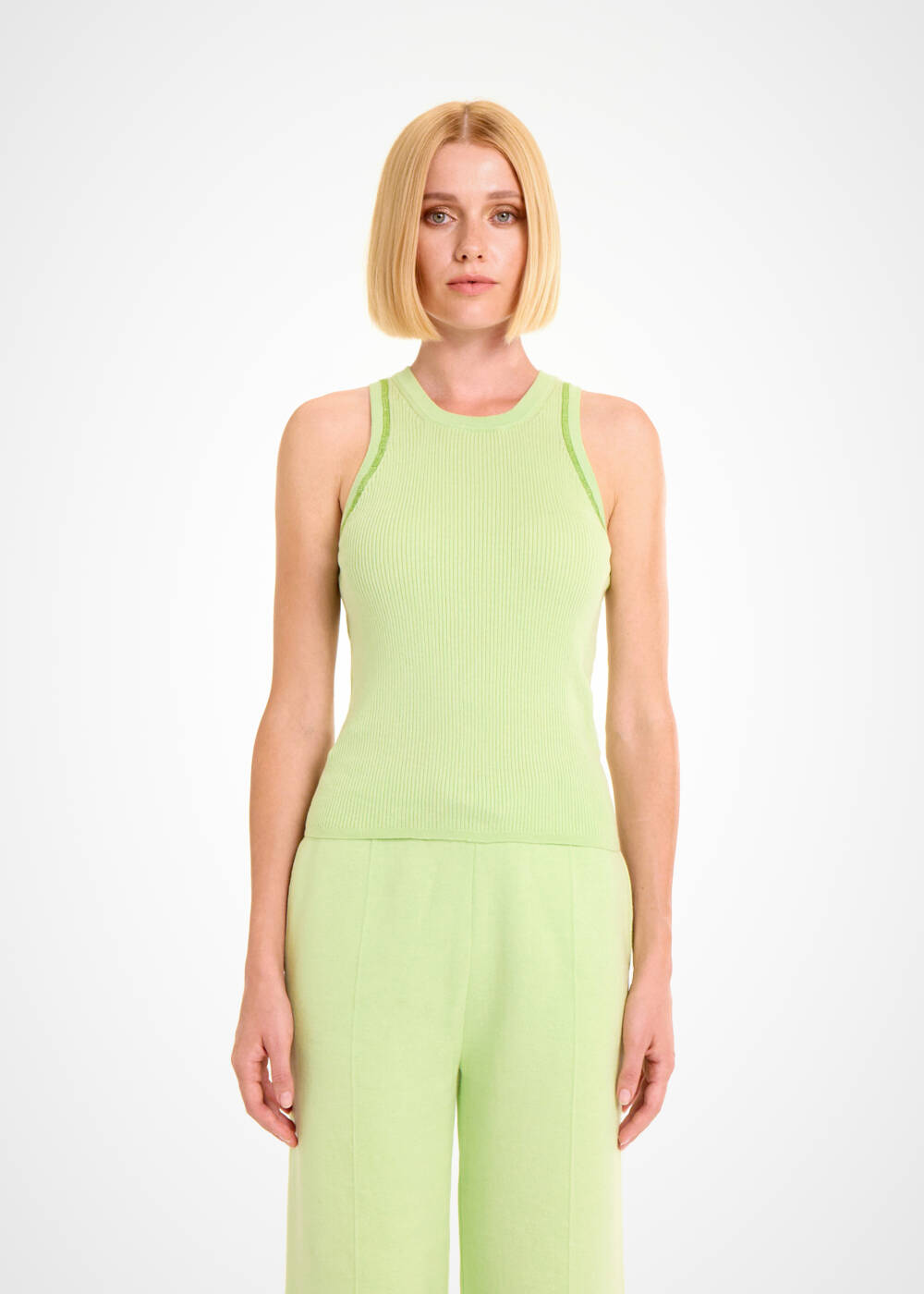 ORGANIC COTTON MATCHA LOUNGEWEAR KNIT TOP - 1