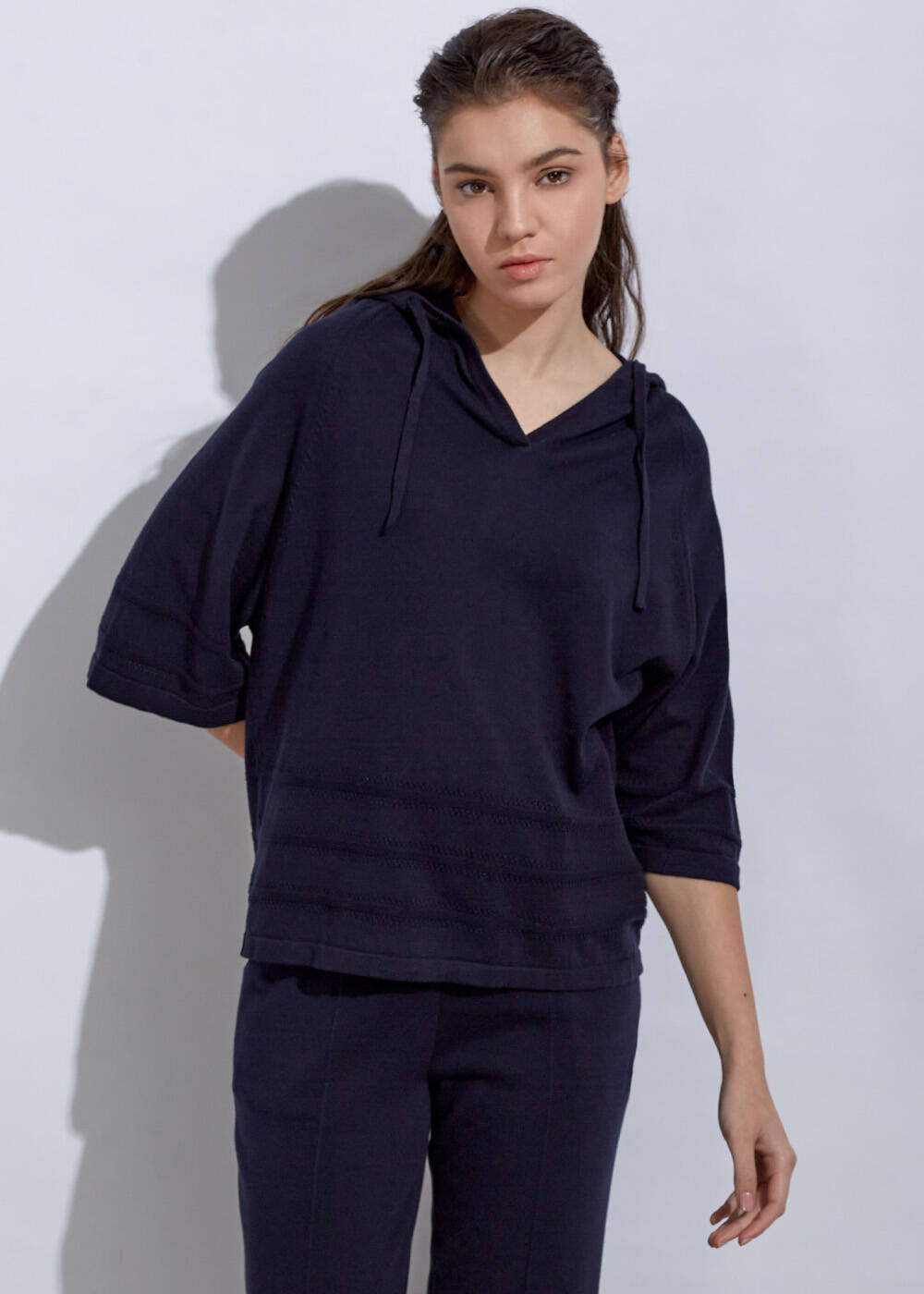 Organic Cotton Navy Knit Top - 1