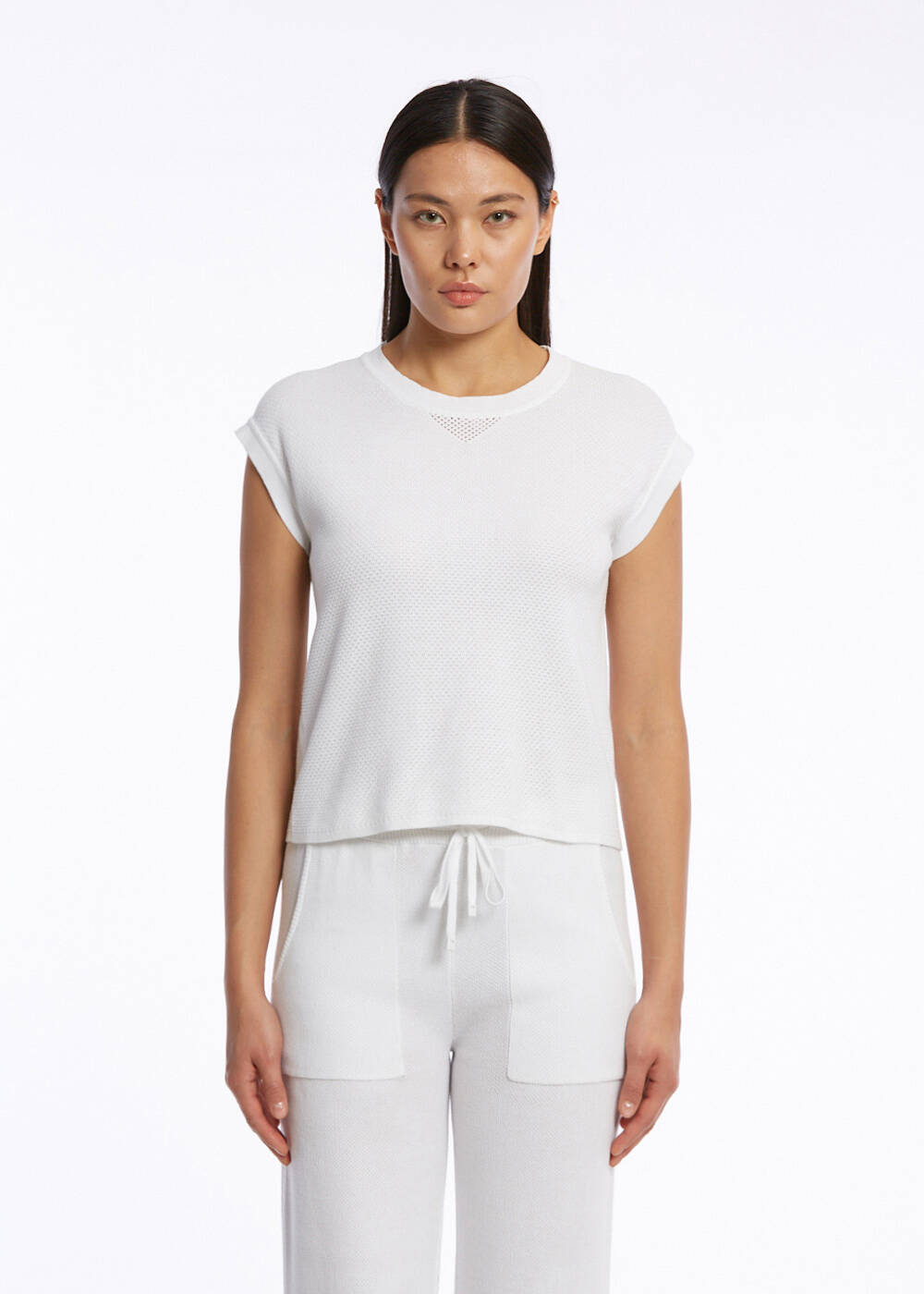 ORGANIC COTTON WHITE KNIT TOP - 1