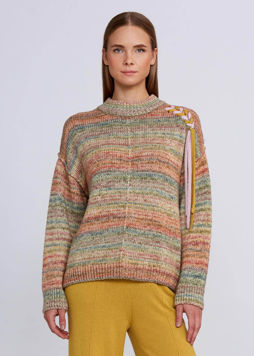 Organic Cotton Wool Blend Multıcolor Knit Sweater - 1
