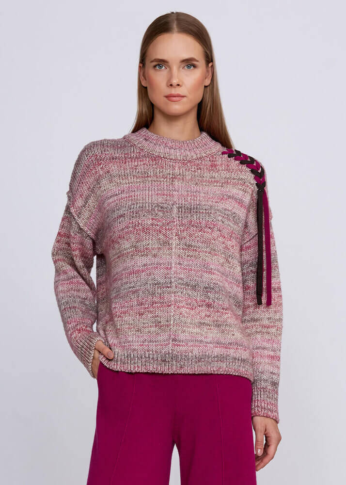Organic Cotton Wool Blend Pink Knit Sweater - 1