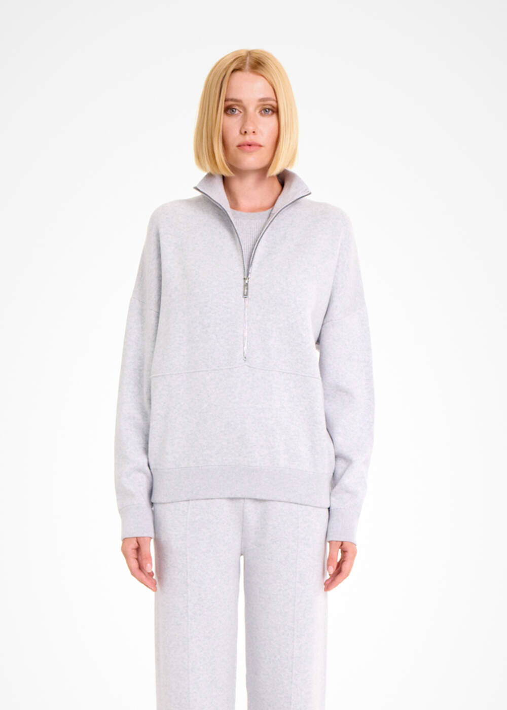 Organik Pamuk Açık Gri Loungewear Triko - 1