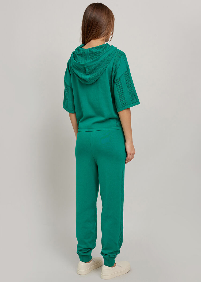 Organik Pamuk Kapüşonlu Crop Yeşil Triko Üst · 5