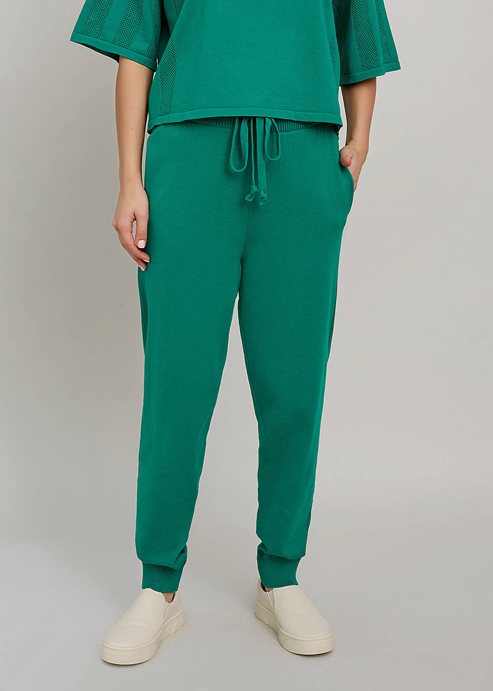 Organik Pamuk Yeşil Triko Jogging Pantolon - 1