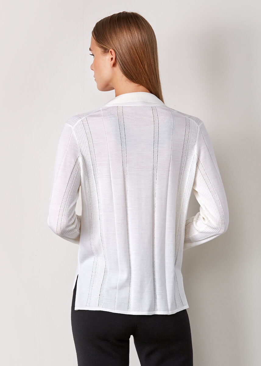 Örgü Detaylı Merino Yün Ekru Triko Üst · 3