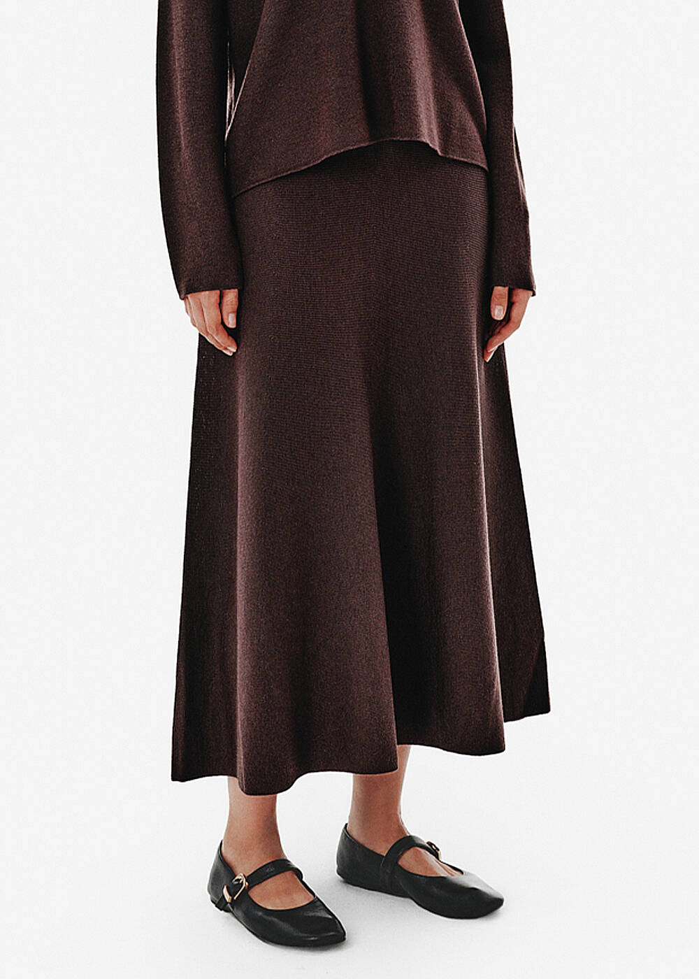 Ottoman Knit A Form Brown Skirt - 2