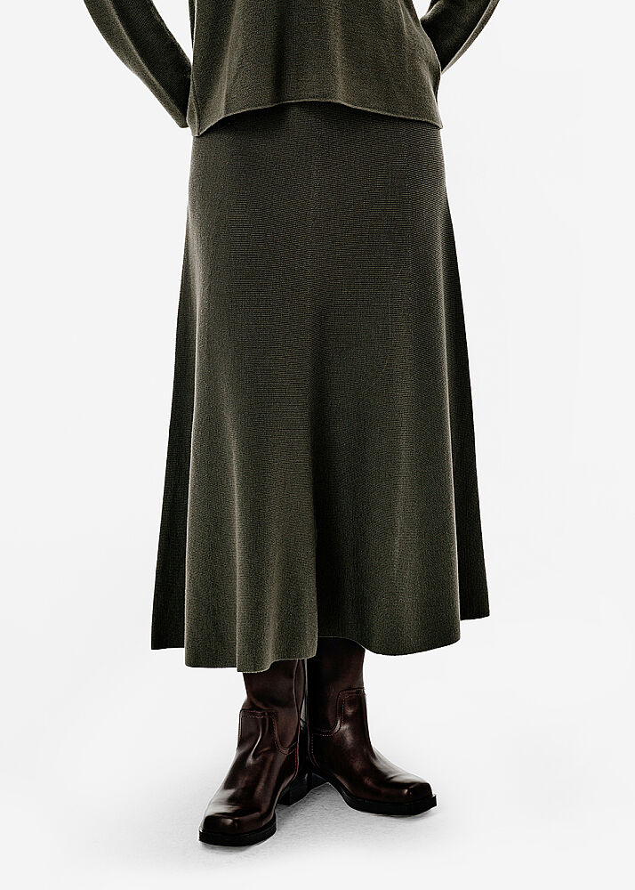 Ottoman Knit A Form Green Skirt - KNITSS (1)