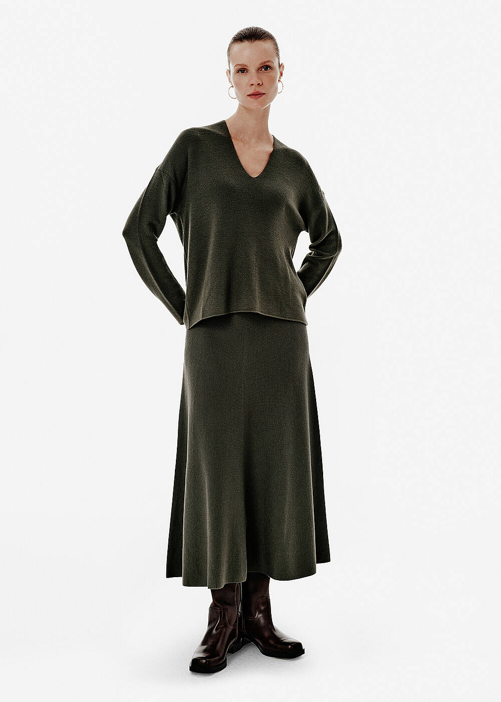 Ottoman Knit A Form Green Skirt - 1