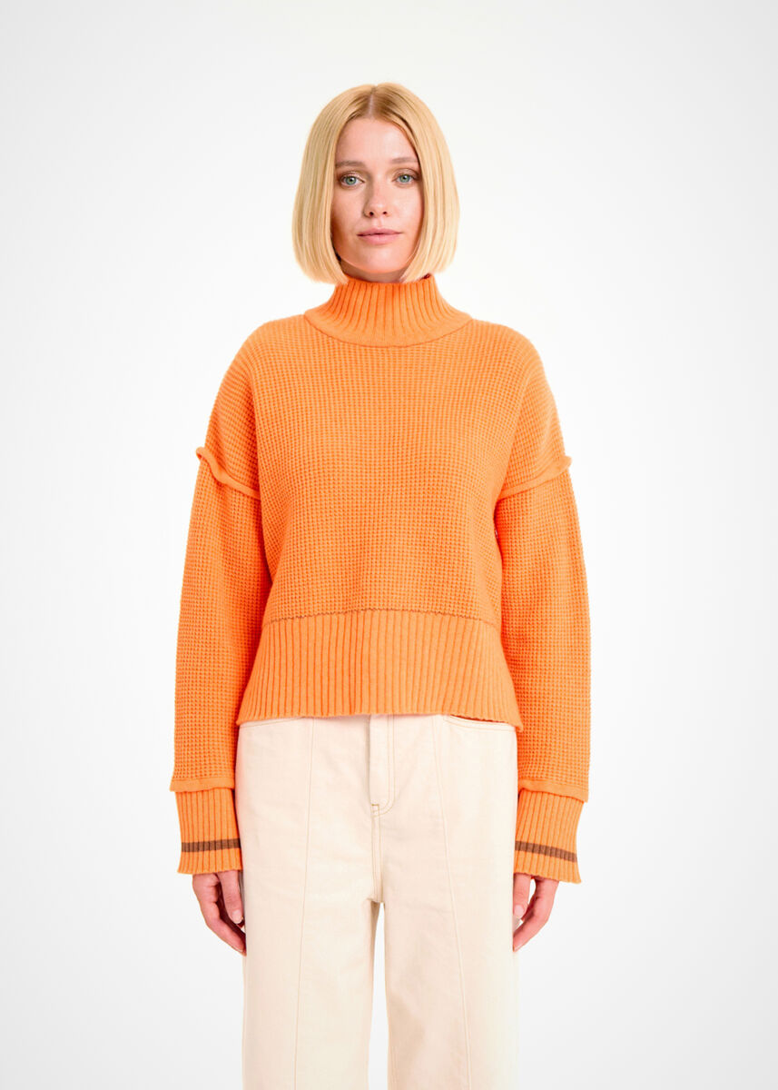 Oversıze Crop Turuncu Triko - KNITSS